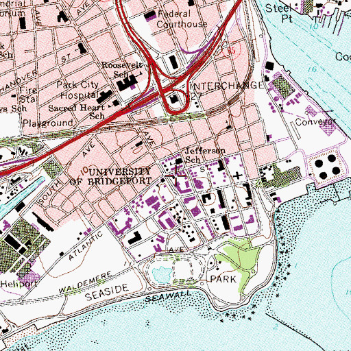 Topographic Map of University of Bridgeport, CT