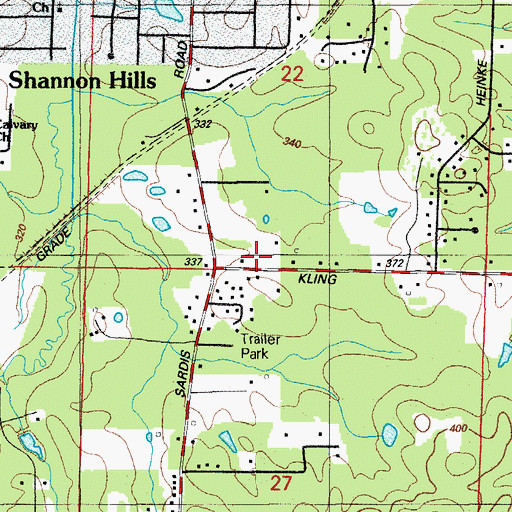 Topographic Map of Northeast Volunteer Fire Department District 19 Station 1, AR