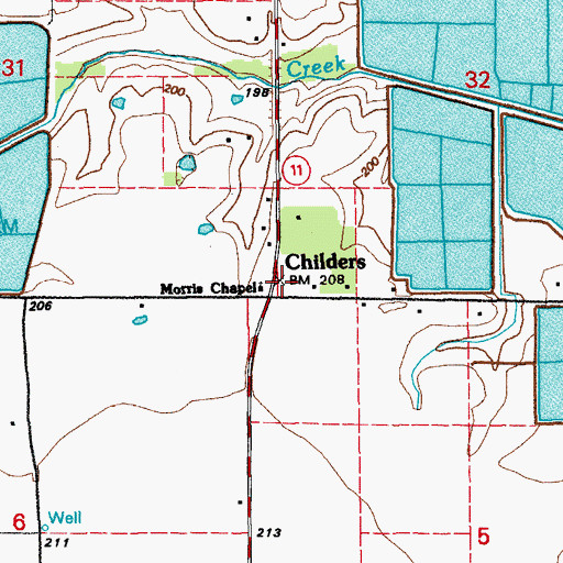 Topographic Map of Oak Prairie Volunteer Fire Station, AR