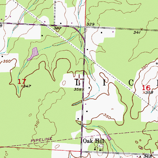 Topographic Map of Oakhill Volunteer Fire Department, AR