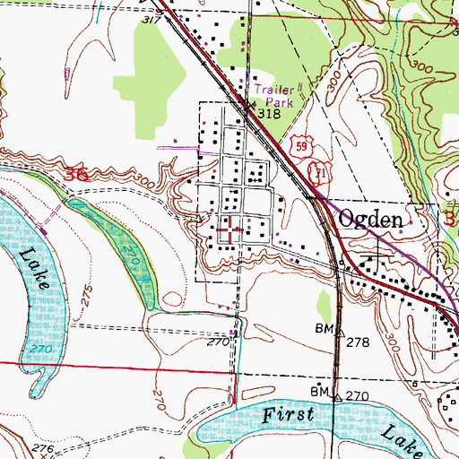 Topographic Map of Ogden Volunteer Fire Department, AR