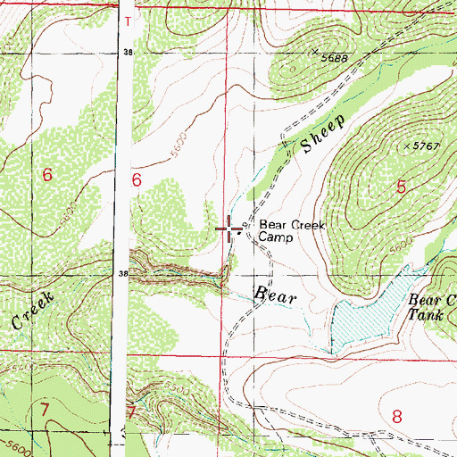 Topographic Map of Bear Creek Camp, AZ