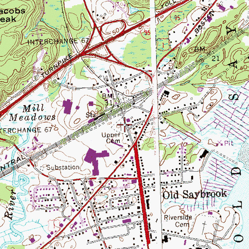 Topographic Map of Upper Cemetery, CT