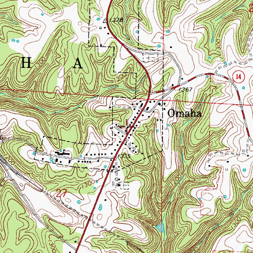 Topographic Map of Omaha Fire Department, AR