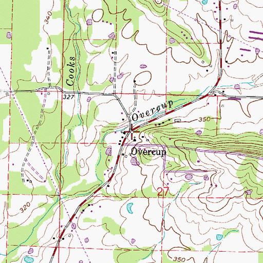 Topographic Map of Overcup Fire Station, AR