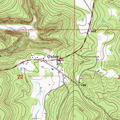 Topographic Map of Oxley Volunteer Fire Department, AR