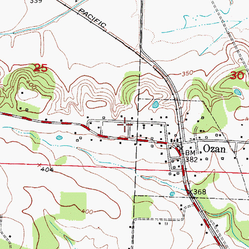 Topographic Map of Ozan Volunteer Fire Department, AR
