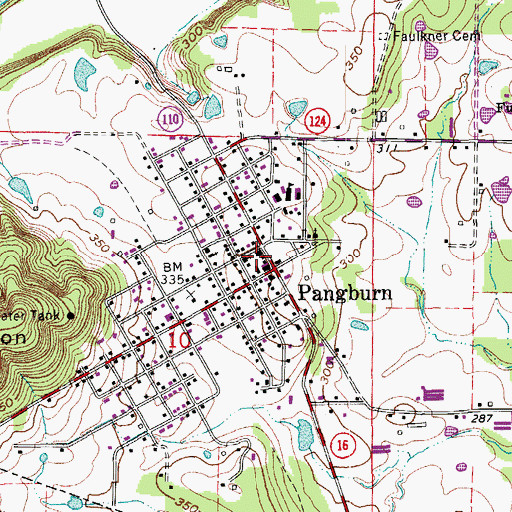 Topographic Map of Pangburn Volunteer Fire Station, AR