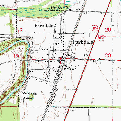 Topographic Map of Parkdale Fire Department, AR