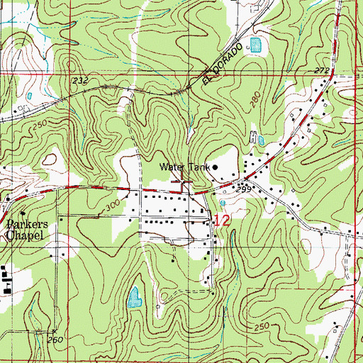 Topographic Map of Parkers Chapel Volunteer Fire Department, AR