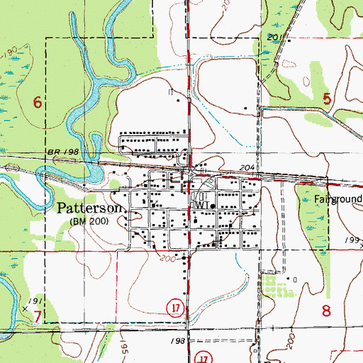 Topographic Map of Patterson Volunteer Fire Station, AR