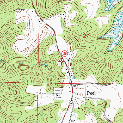 Topographic Map of Peel Volunteer Fire Department, AR