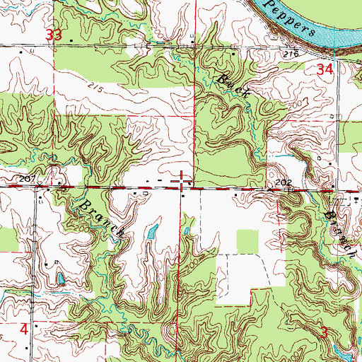 Topographic Map of Peppers Lake Fire Department, AR
