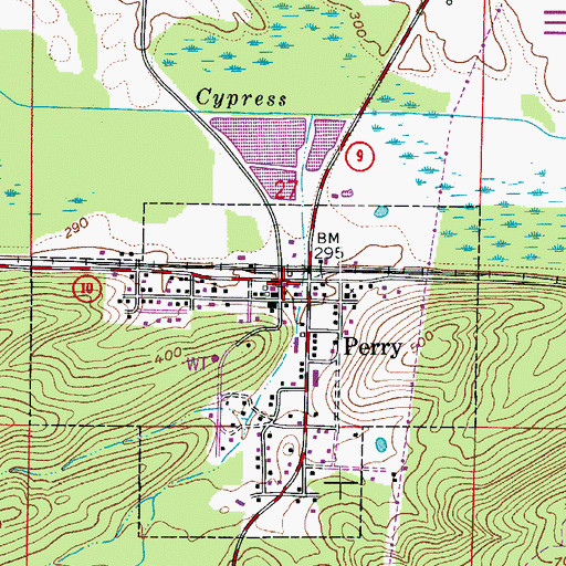 Topographic Map of Perry Volunteer Fire Department, AR