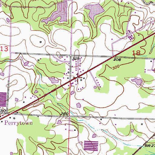 Topographic Map of Perrytown Volunteer Fire Department, AR