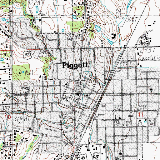 Topographic Map of Piggott Volunteer Fire Department Station 1, AR