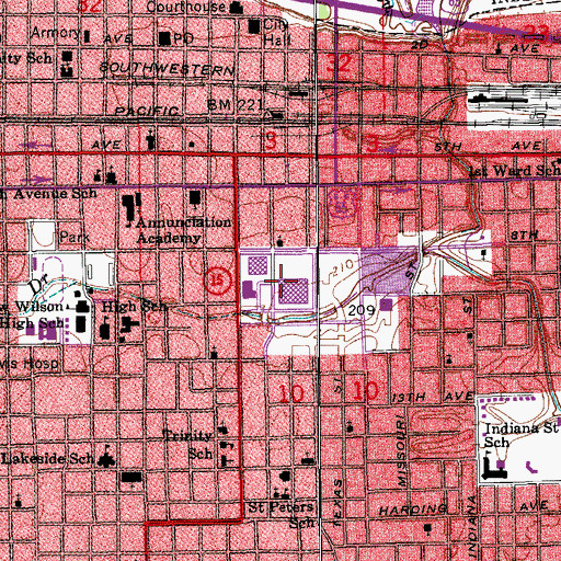 Topographic Map of Pine Bluff Fire Department Station 1, AR