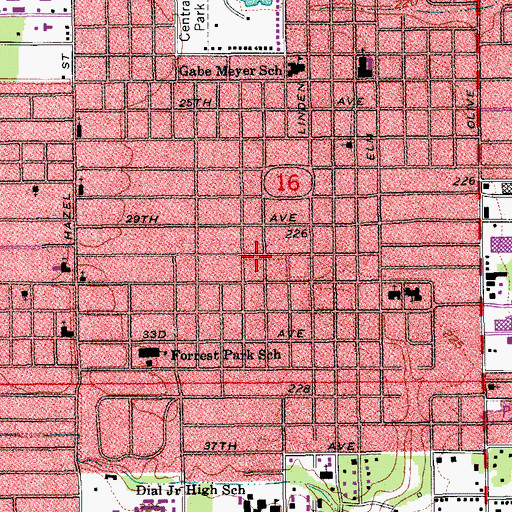 Topographic Map of Pine Bluff Fire Department Station 3, AR