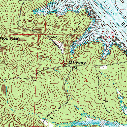 Topographic Map of Pine Mountain Volunteer Fire Department, AR