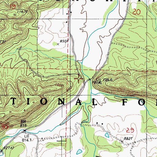 Topographic Map of Pine Ridge Volunteer Fire Department, AR