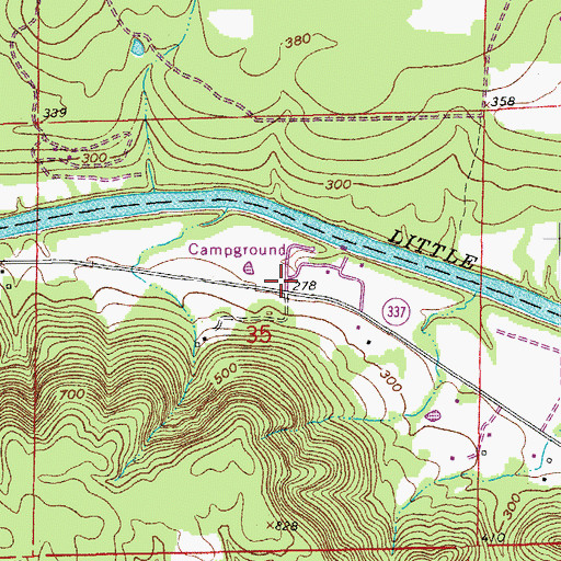 Topographic Map of Pine Snag Volunteer Fire Department Station 2, AR