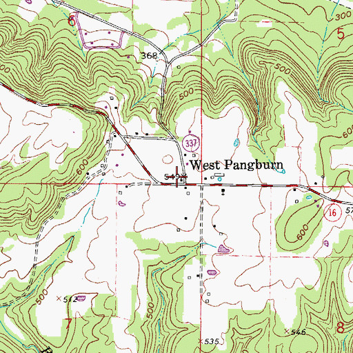 Topographic Map of Pine Snag Volunteer Fire Department Station 3, AR