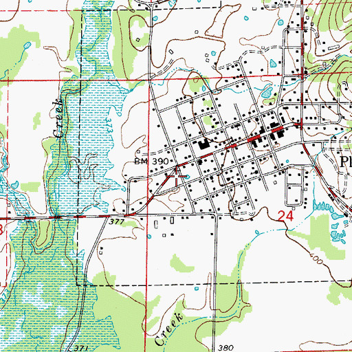 Topographic Map of Plainview Fire Station, AR
