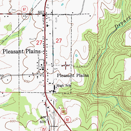 Topographic Map of Pleasant Plains Fire Department, AR