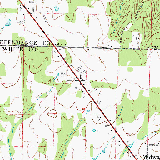 Topographic Map of Pleasant Plains Volunteer Fire Department Station 2, AR