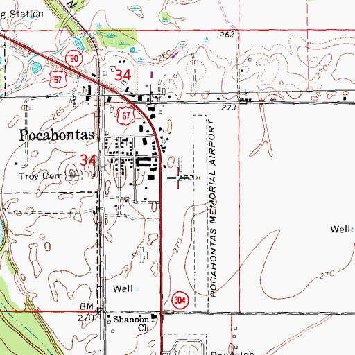 Topographic Map of Pocahontas Fire Department Station 2, AR