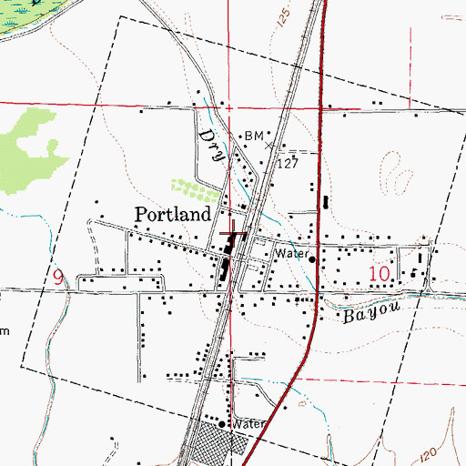 Topographic Map of Portland Fire Department, AR