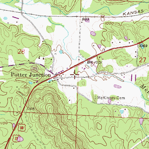 Topographic Map of Potter Station Fire District 13, AR