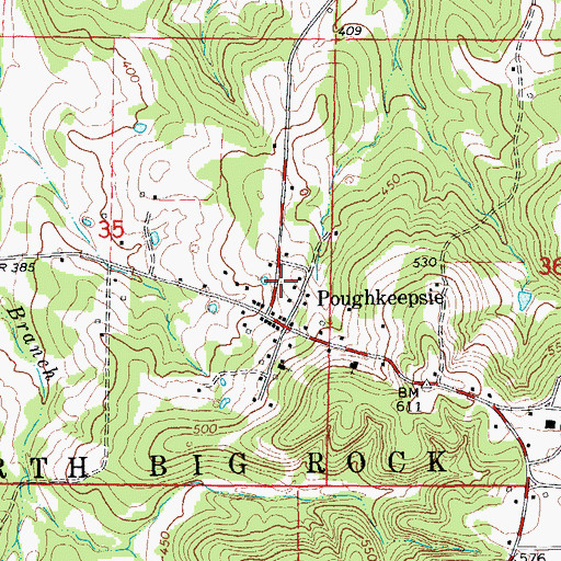 Topographic Map of Poughkeepsie Volunteer Fire Department, AR