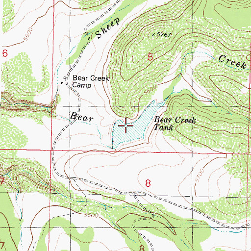 Topographic Map of Bear Creek Tank, AZ