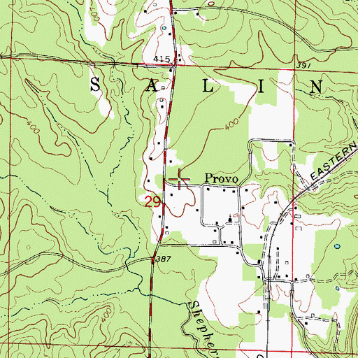 Topographic Map of Provo Volunteer Fire Department, AR