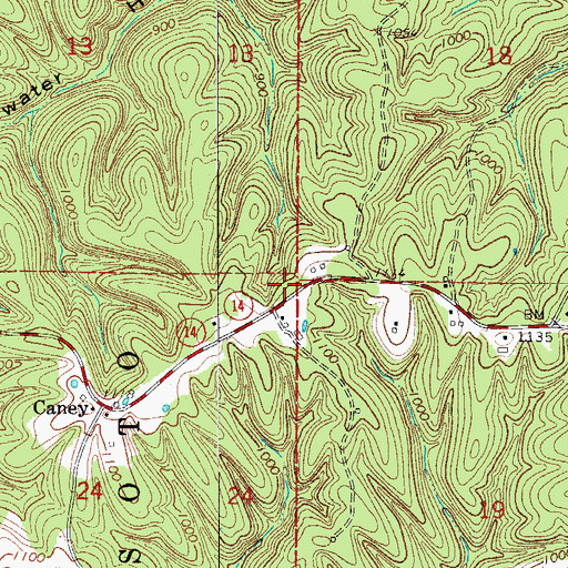 Topographic Map of Ralph - Caney Rural Fire Protection, AR