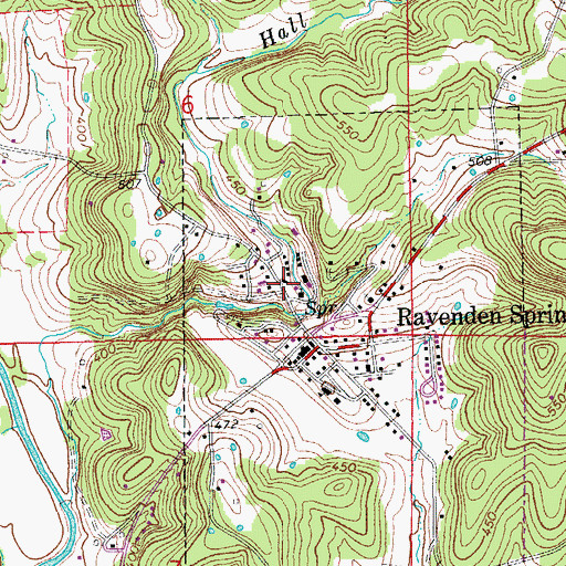 Topographic Map of Ravenden Springs Volunteer Fire Department, AR
