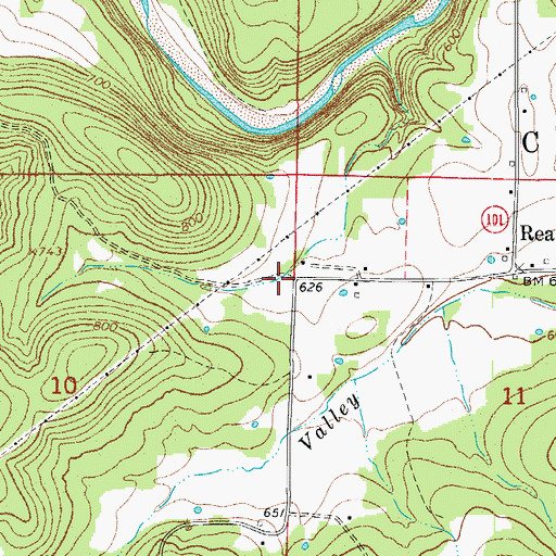 Topographic Map of Rea Valley Volunteer Fire Department, AR
