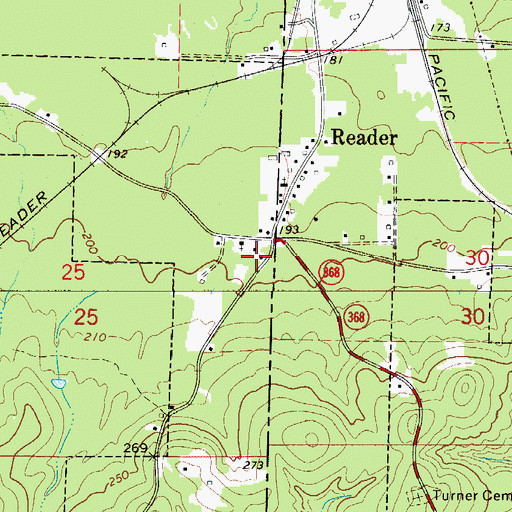 Topographic Map of Reader Volunteer Fire Department, AR