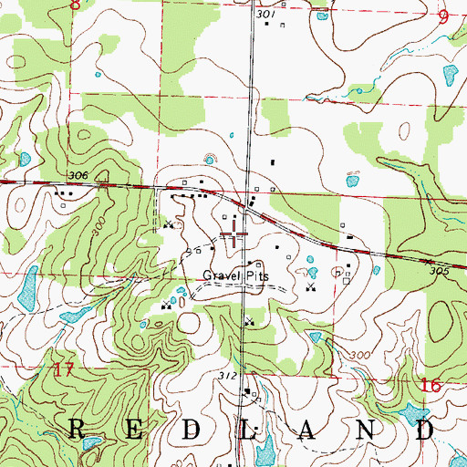 Topographic Map of Redland Fire Department, AR