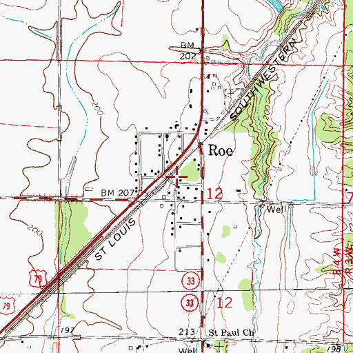 Topographic Map of Roc Roe Volunteer Fire Department, AR