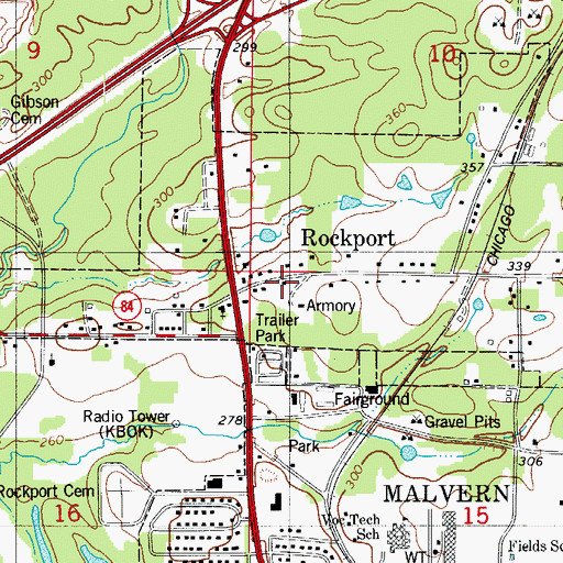 Topographic Map of Rockport Mount Willow Volunteer Fire Department, AR