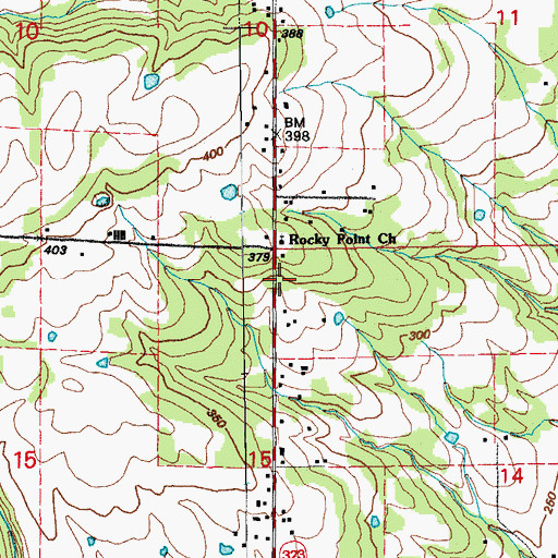 Topographic Map of Rocky Point Volunteer Fire Department, AR