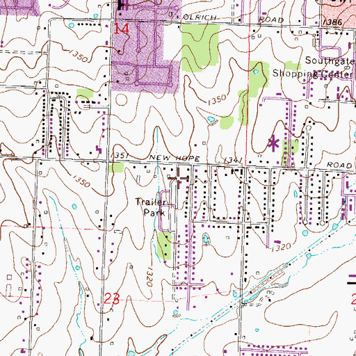 Topographic Map of Rogers Fire Station 2, AR