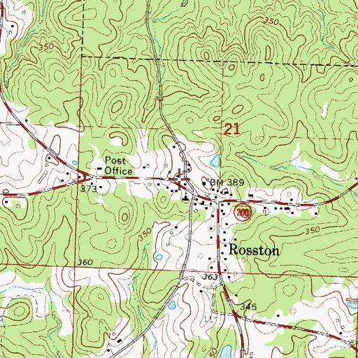 Topographic Map of Rosston Fire Station, AR