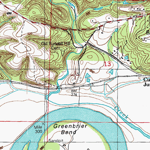 Topographic Map of Ruddell Hill Volunteer Fire Department, AR