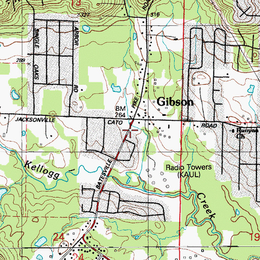 Topographic Map of Runyan Acres Volunteer Fire Department, AR