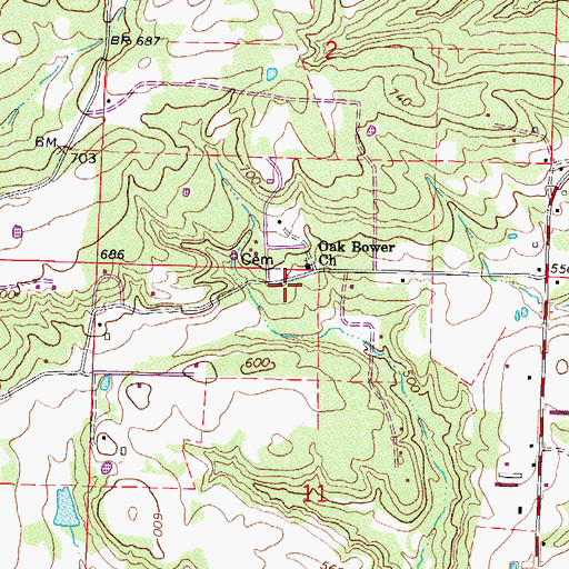 Topographic Map of Rural District 2 Station 3, AR