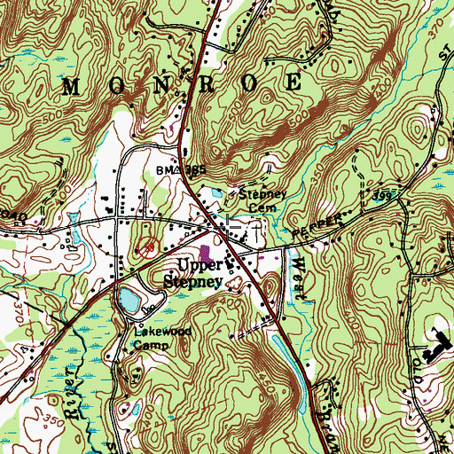 Topographic Map of Upper Stepney, CT