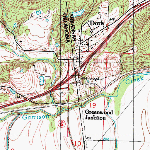 Topographic Map of Butterfield District 5 Volunteer Fire Department Dora, OK